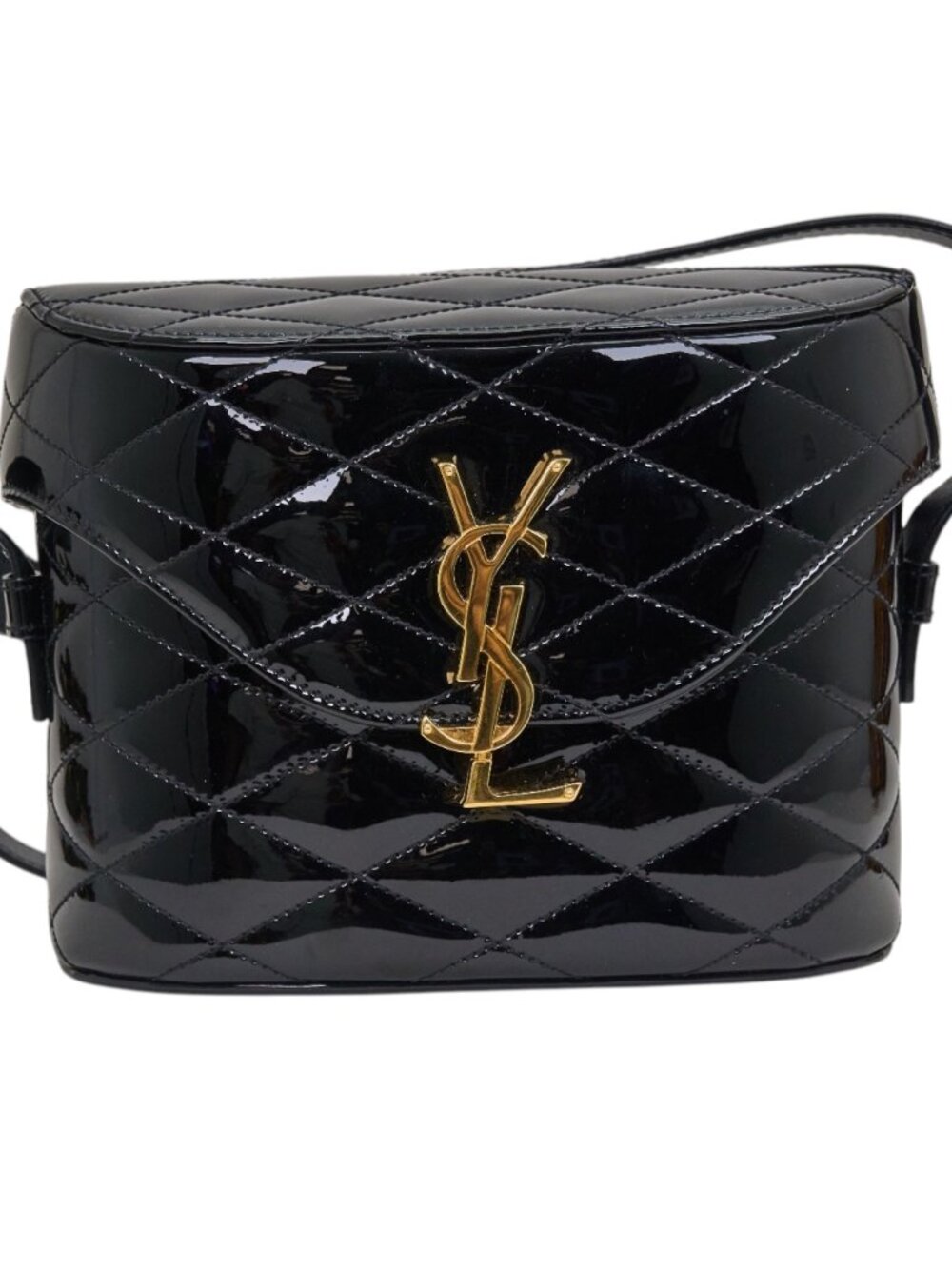 YSL June Box Black Patent Quilted Leather